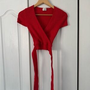 Wilfred Red Wrap Crop Top